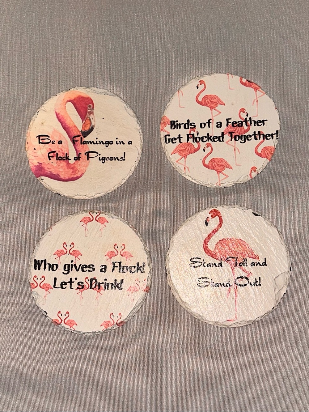 Flamingo Stone Coaster Set - Set of 4